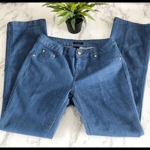 IMAN Denim Pants Three Pocket Pant Gold Logo Studs and Button Size S